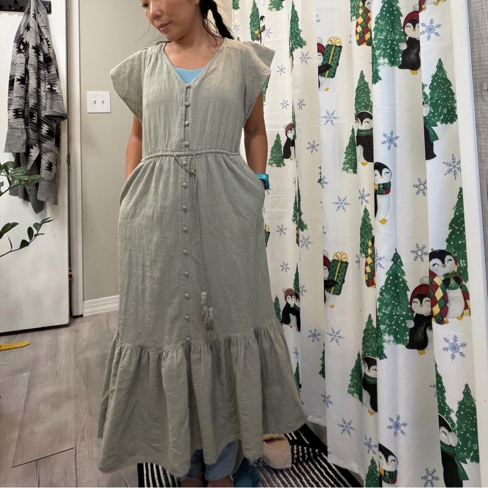 Lucky Brand Green Boho Cottagecore Casual Dress